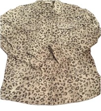 Chicos Jacket Animal Print Snap Full Zip Sequin Pockets Stretch Size 1 Cinch