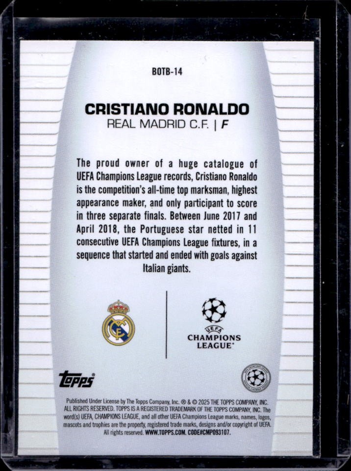 2024-25 Topps UEFA Cristiano Ronaldo Best of the Best: UCL Legends #BOTB-14 (B) view 2