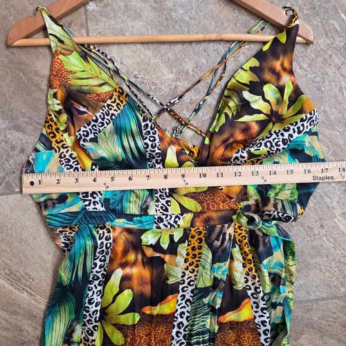 Marciano Guess Maxi Dress Women L Tropical Animal Print Silk - Picture 6 of 10