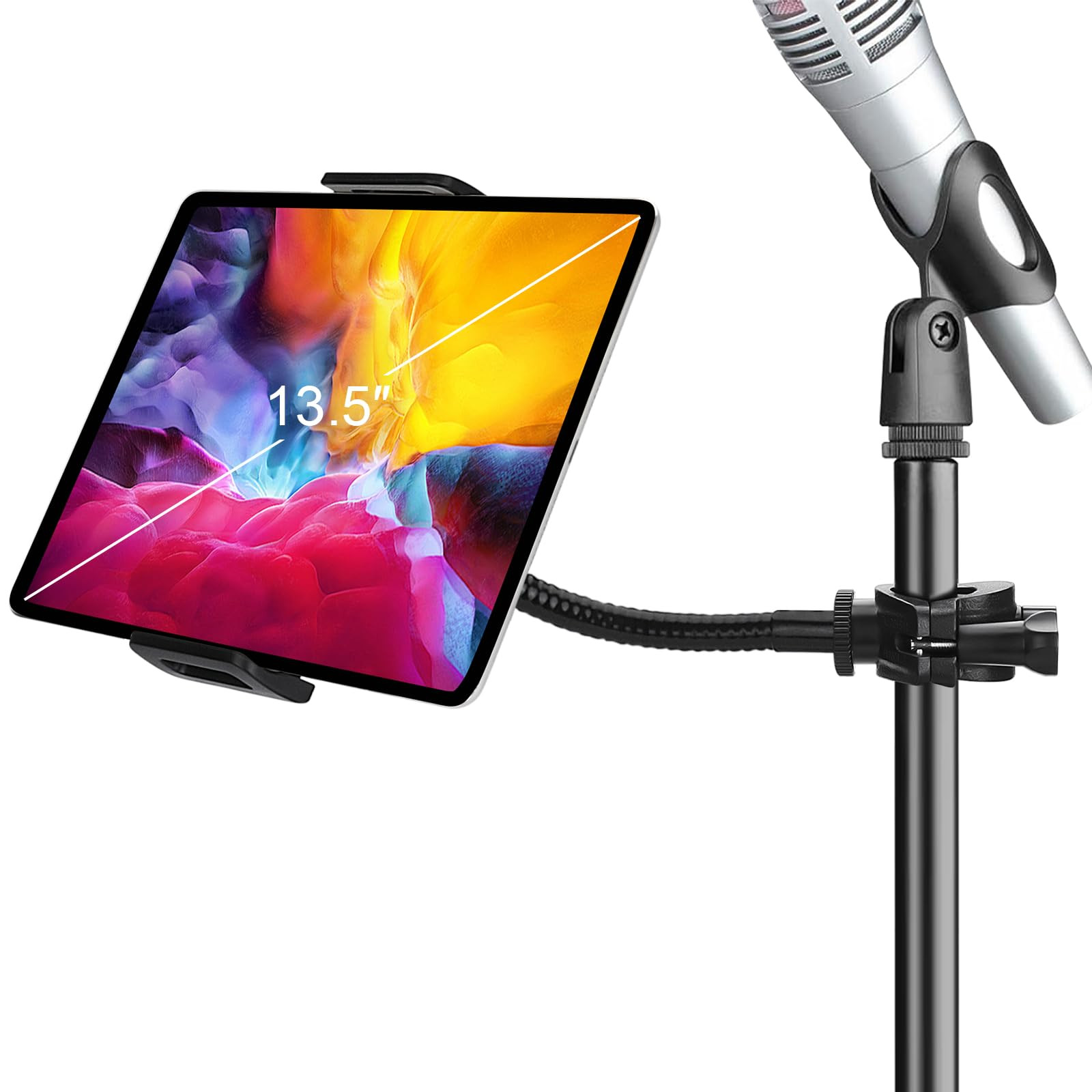 Tablet Holder for Microphone Stand, Mic Music Stand Tablet Holder for iPad, S...