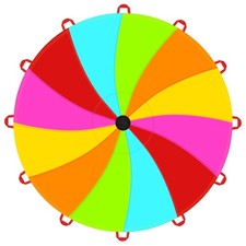 Play Parachute, 12ft Rainbow Parachute with 12 Handles for Group Cooperative ...