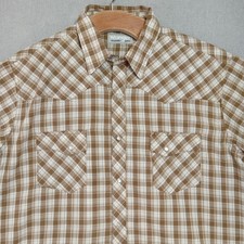 Wrangler Wrancher Mens XL Short Sleeve Western Plaid Pearl Snap Cowboy Shirt