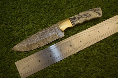 Hand-Forged Damascus Folding Pocket Knife | Blue Resin & Burl Wood Handle with Pocket Clip & Spine File Work -TF-073