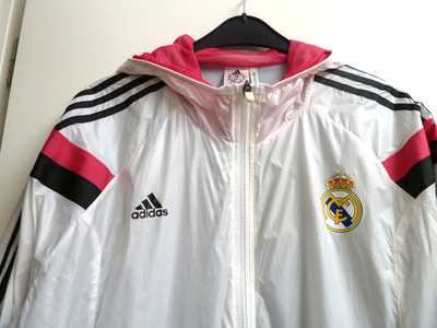 Adidas Hoodie Real Madrid Woven Glanz Nylon Anthem Jacket Gr. 2XL