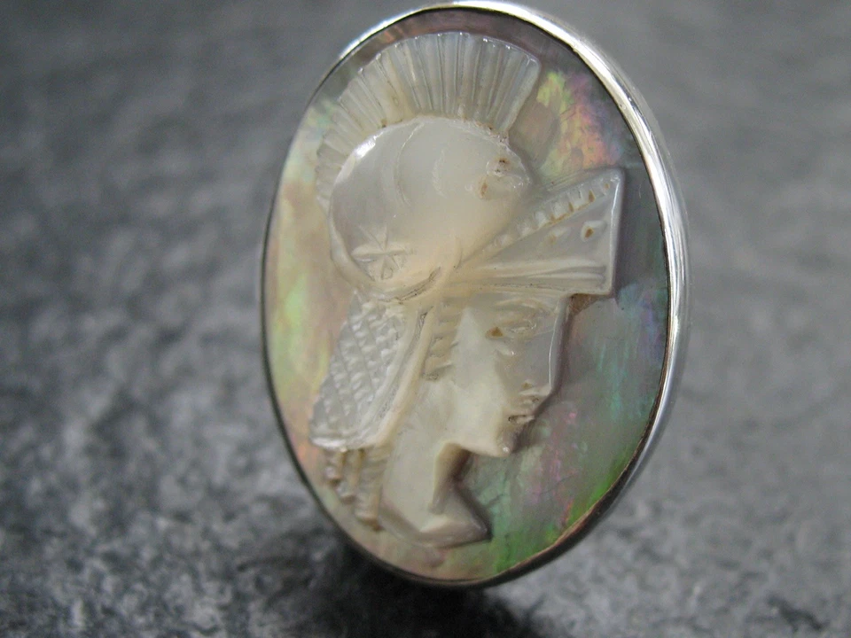 Manschettenknöpfe Silber 800 Handarbeit Unikat mit Perlmutt Gemme - Bild 3 von 4