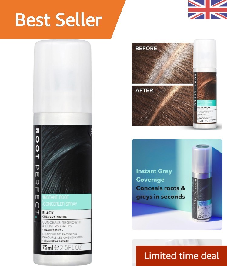 ROOT PERFECT Root Touch Up Spray –Black, Instant Root Concealer for Grey