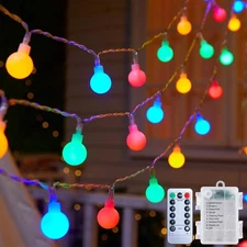 Minetom Battery Operated String Lights, 21FT 60 LED Globe 1 Pack, Warm White
