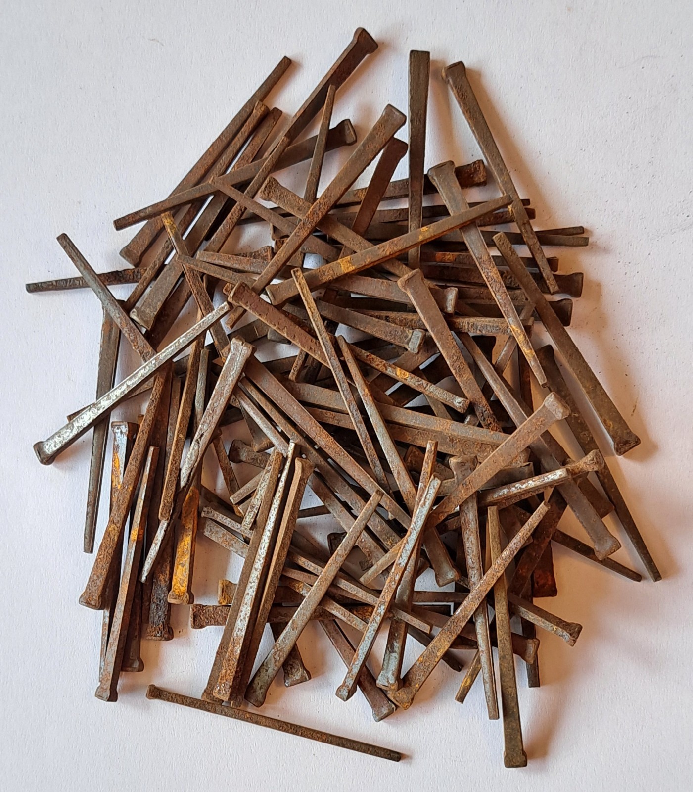 100 Antique 2" Square Head Cut Nails Rusty Patina Primitive Unused Old Stock