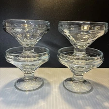 Dessert Glasses Crisa Sturdy Sherbet Custard  Footed 4pc Set Vintage
