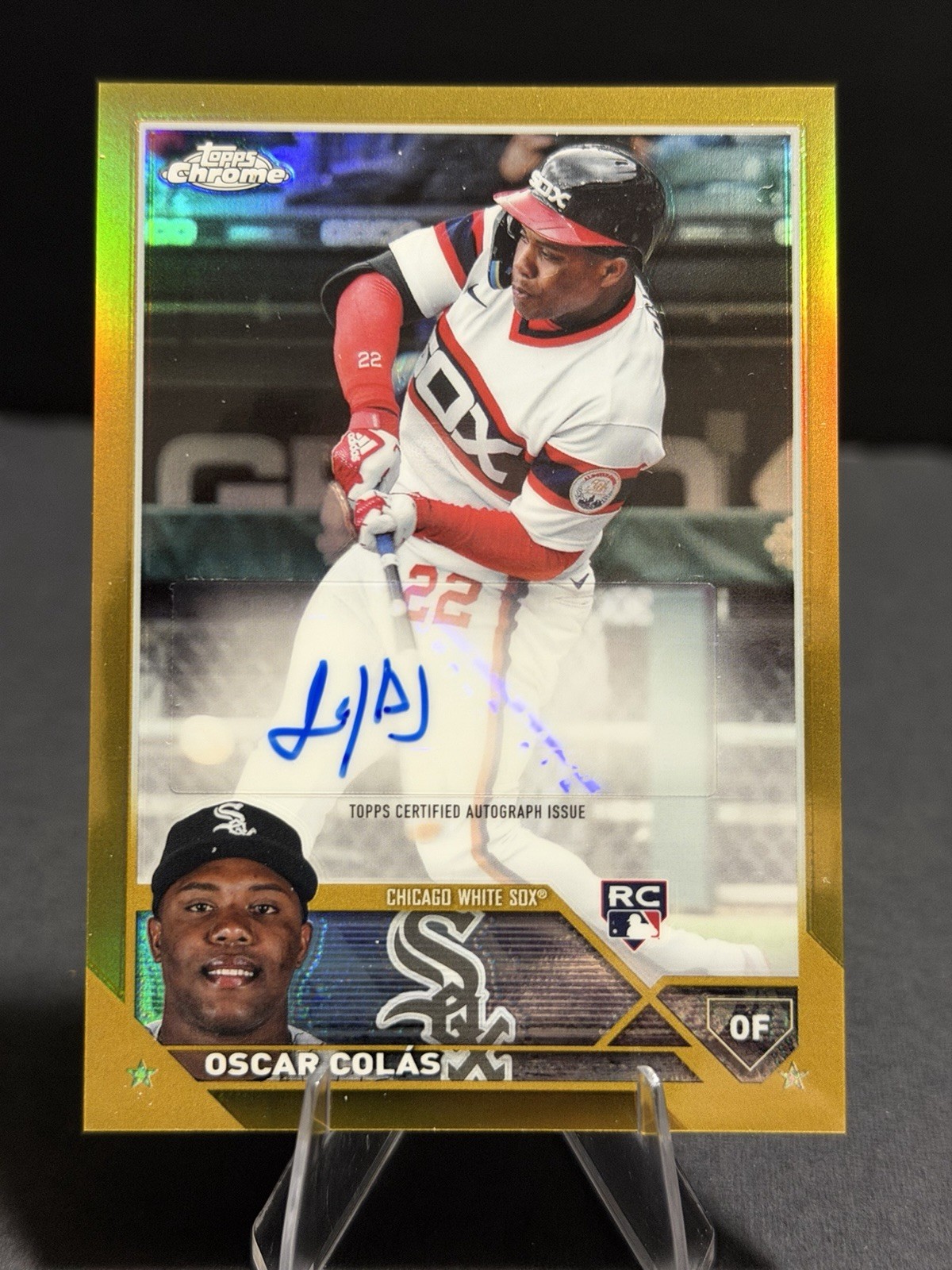 2023 Topps Chrome - #145 Oscar Colas (RC) Gold Auto 39/50
