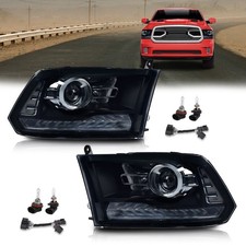 Projector Led Drl Headlight Wbulb Harness For 2009-12 Dodge Ram 1500 2500 3500