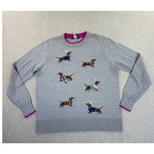 Joules Womens 14 Gray Dachshund Embroidered C...