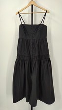 Quince 100% Organic Cotton Poplin Spaghetti Strap Maxi Dress Black S