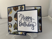 Stampin Up Card Kit Set Of 4 masculine "Happy Birthday" cards 15b Night of Navy