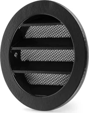 WSGB 3" Black Round Metal Air Vent Grill Cover Flat Louver With Fly Screen