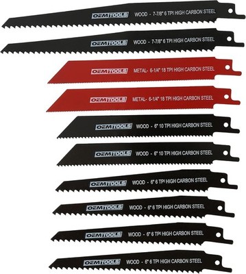 OEM TOOLS Reciprocating Saw Blade Set Metal, Wood, 10pc 6, 10, 18 TPI 26530