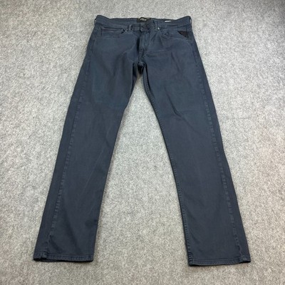 Replay Herren Chino Hose Pants Slim Tapered Fit 33 32 Navy Blau Stretch Preppy