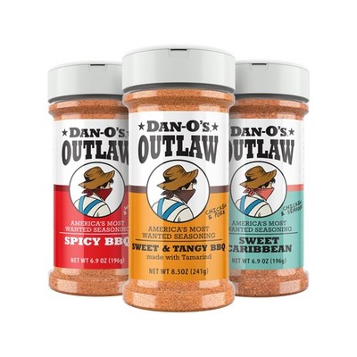 Dan-O's Outlaw Seasoning 3 Bottle Combo - Sweet & Tangy BBQ Spicy BBQ and Sweet