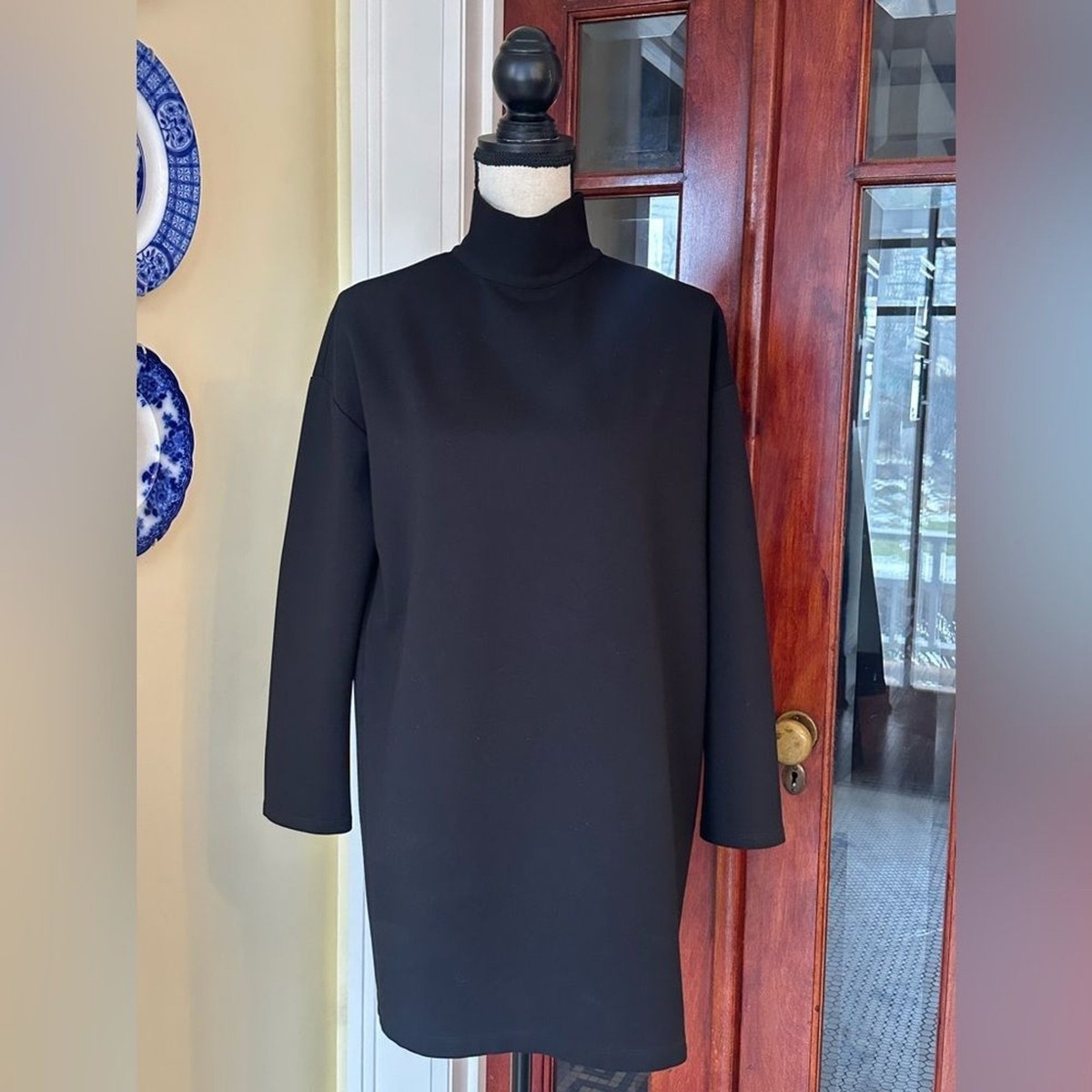 Emerson Fry | EDIE TURTLENECK DRESS - BLACK PONTE, Size S View 4