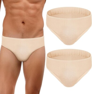 Bunnycool 2 Stück Herren Vollbesatz Tanzgurt Ballett Unterwäsche, Nude Größe M