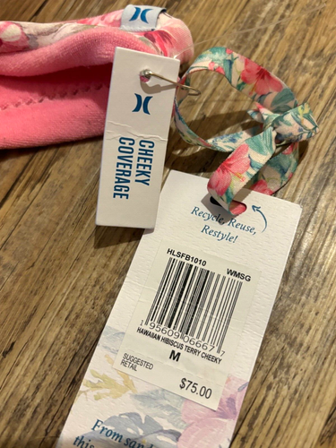 Nuevo con etiquetas Bikini reversible LoveShackFancy Hurley Hawaiian Hibiscus Terry mediano - Imagen 4 de 6