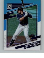 2021 Donruss Optic Austin Meadows 140   Tampa Bay Rays Carolina Blue & White