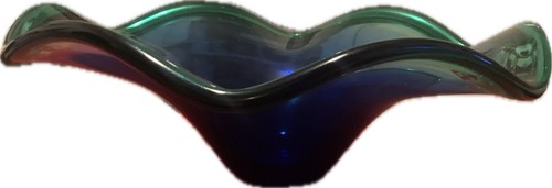 Murano Kristall Klar Blau Grün Italienische Kunst Glas Herzstück - Bild 4 von 4