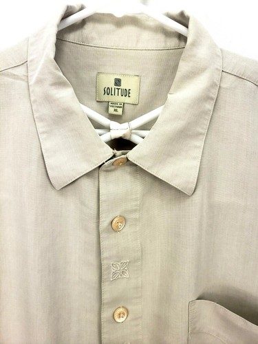 Solitude Men's Shirt Size XL Short Sleeve Button Up Beige/Khaki - Picture 3 of 7