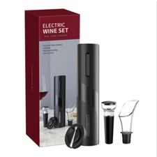 Electric Wine Bottle Opener Corkscrew With Pourer Foil Cutter Vacuum Stopper Set