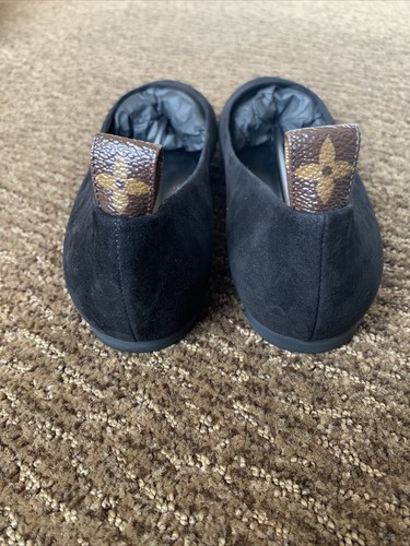 NIB 38 Louis Vuitton Uniformes Flat Ballerina Suede Black Womens Ballet Shoes - 第 3/4 張圖片