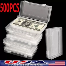 500×Currency Sleeves Paper Money Bill Holder Banknote Storage Protector Case+box