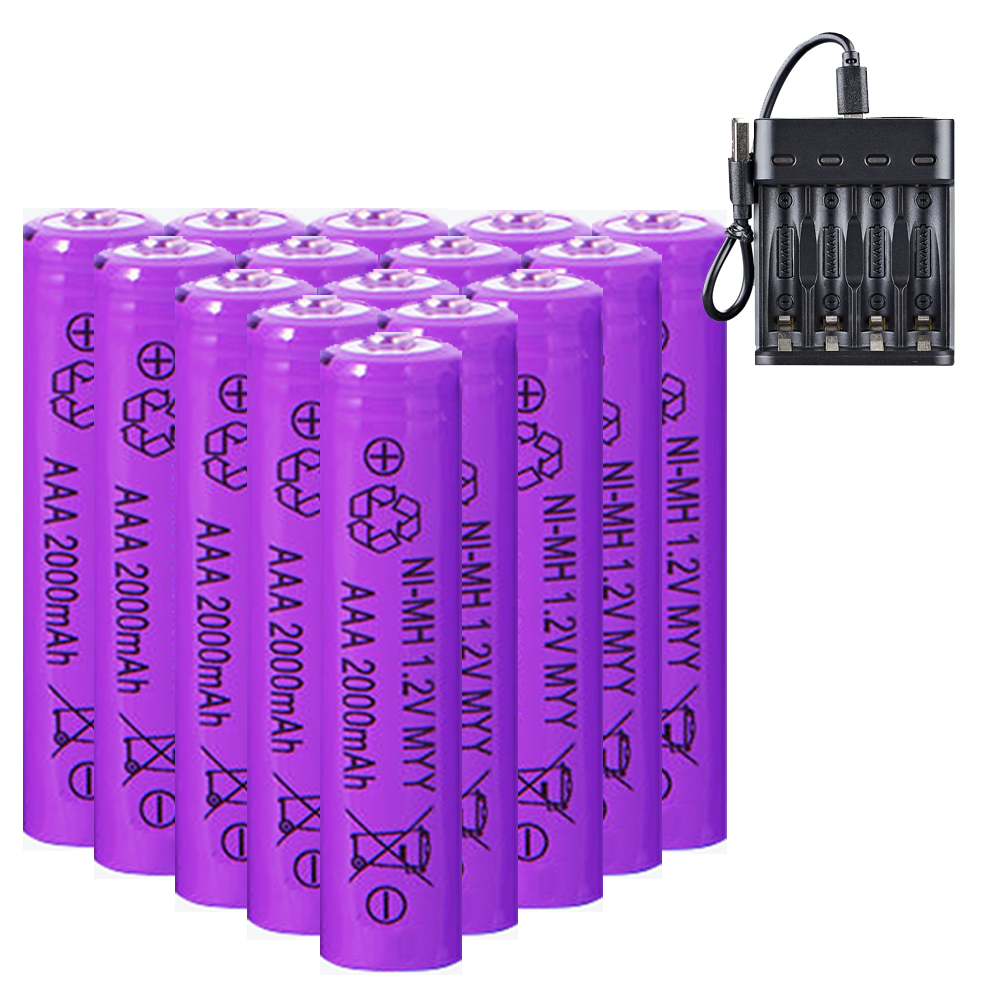4-24PCS AAA AA 2000mAh Rechargeable Batteries with 3/4 Slot Smart Charger Lot-image