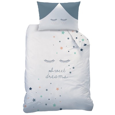 Sweet Dreams Baby-Bettwäsche in Biber 40x60 + 100x135 cm - Sterne, Sleepy Eyes