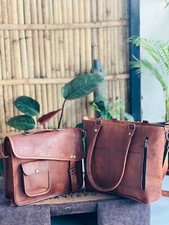 Sac À Bandoulière Vintage En Cuir Véritable De Chèvre De 15 Pouces Unique