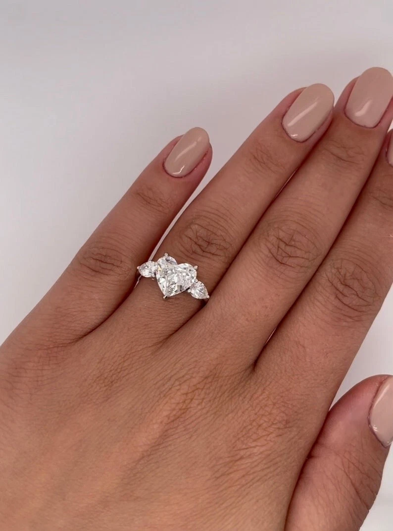 Aurora | Heart Moissanite Accented Ring – Emi Conner Jewelry