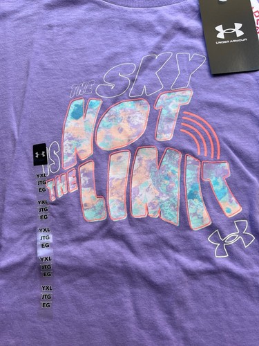 NWT Under Armour YXL Girls Lavender/Teal/Multi SKY IS NOT THE LIMIT Shorts Set - Picture 3 of 5