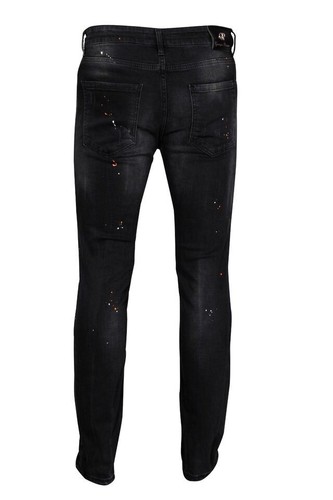 Mens Jeans Patchwork Paint Splatter Distressed Ripped Denim Men Casual Jeans - Picture 2 of 11