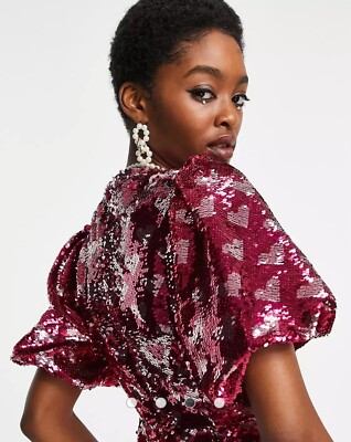 sister jane pink sequin dress Sister Jane Empire sequin flutter sleeve midaxi dress in pink