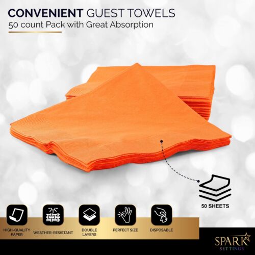 Big Party Pack 40 Count Orange Dinner Napkins Tableware Ideal For Wedding Party - Picture 4 of 7