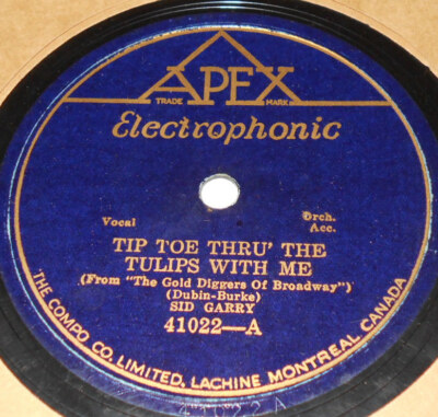 Apex 41022 Sid Garry Tip Toe Thru' The Tulips With Me / Painting The Clouds E-E-