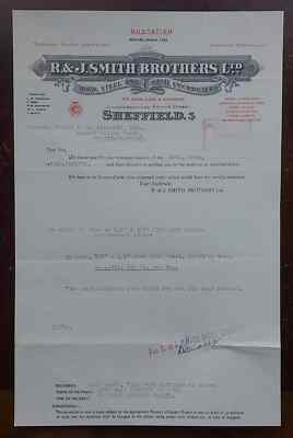 1954 R. & J. Smith Brothers, Iron & Steel, Bridge Street, Sheffield Letter