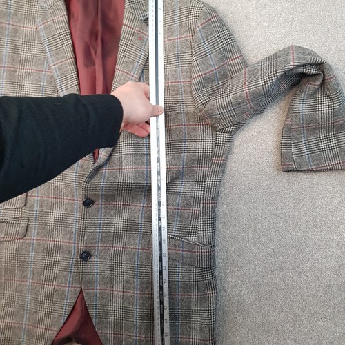 Chaqueta Brook Taverner Hombre 42L Gris Blazer Lana Príncipe de Gales Cuadros País - Imagen 10 de 16