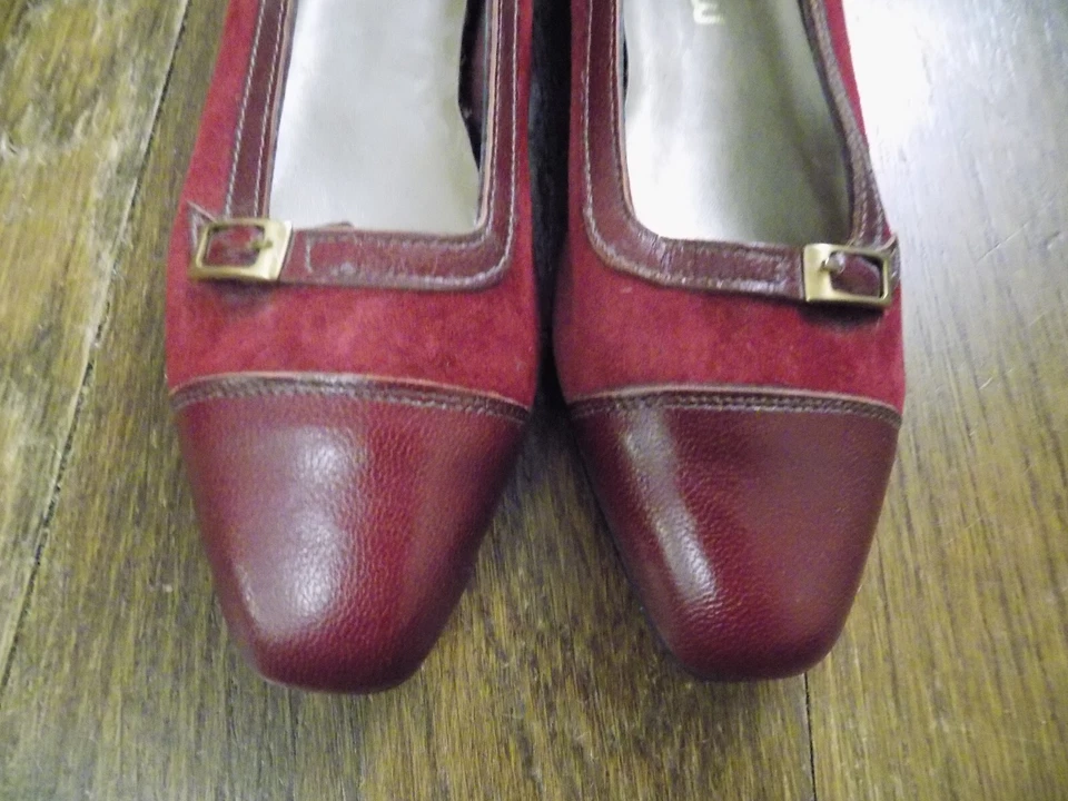 Mocasines California Magdesians De Colección Gamuza Cuero Hebilla Puntera Borgoña talla 6 M Foto 4 de 4