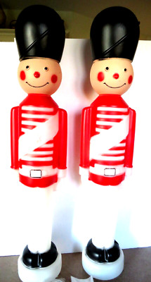 Vtg Blow Molds Light Up Toy Soldiers 31'' Tall Christmas Yard Lawn Decor Holiday