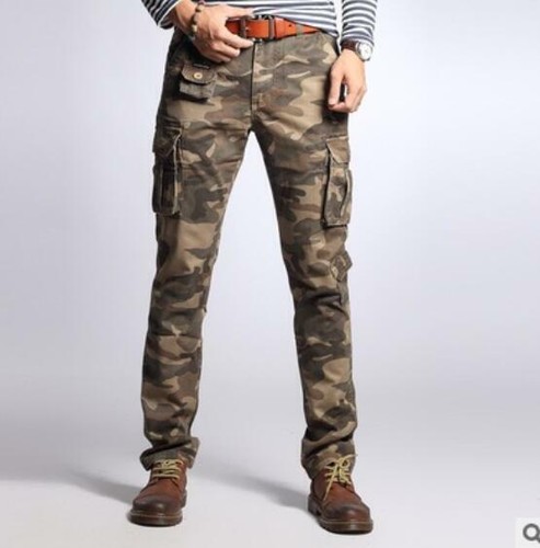 Men Casual Cargo Military Trousers Worker Pants Cotton Slim Fit Pocket Skinny - Picture 32 of 47