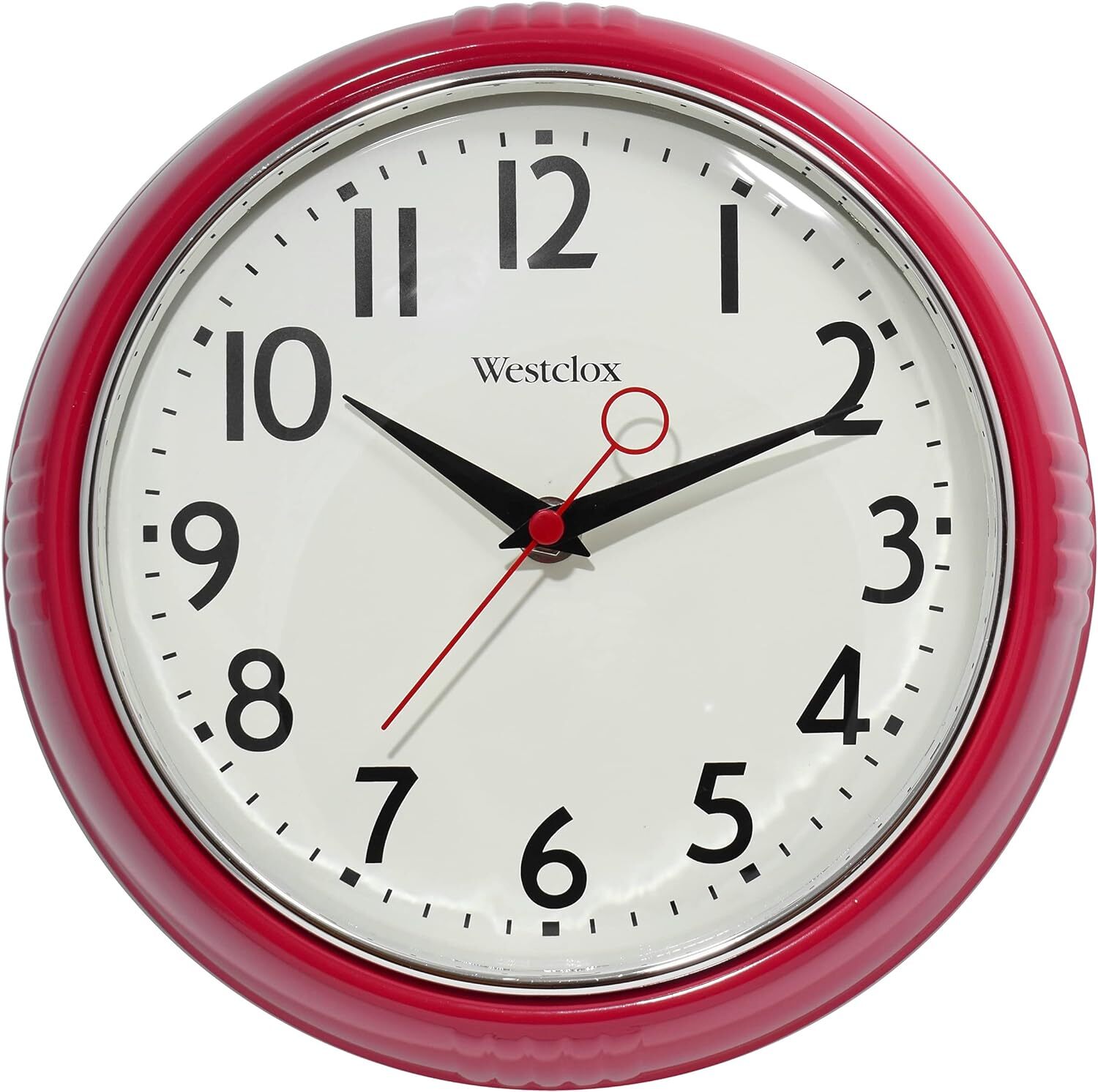 Westclox 32042R Retro 1950 Kitchen Wall Clock, 9.5-Inch, Red