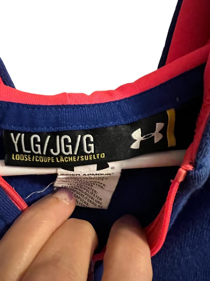 Under Armor Full Zip Hooded Jacket Blue And Pink Boys/Girls YL - Image 4 of 4