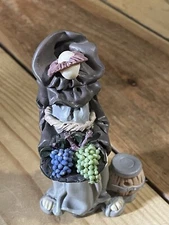 Cathy koziol Enesco Figurine Of a Friar Monk holding a Basket of grapes. 4” Tall