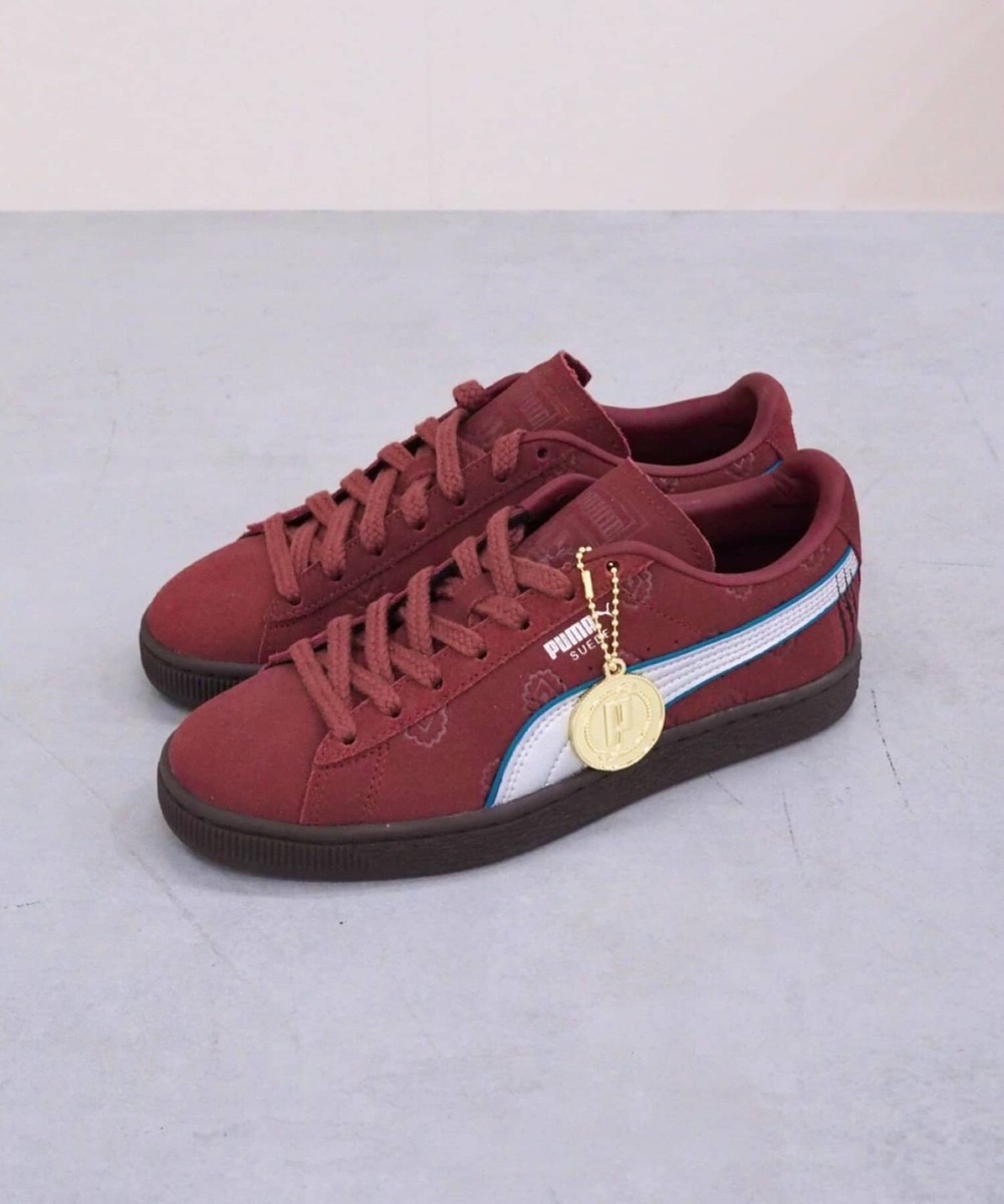 Puma Suede One Piece Red-Haired Shanks Red Silver Shoes - Main Image