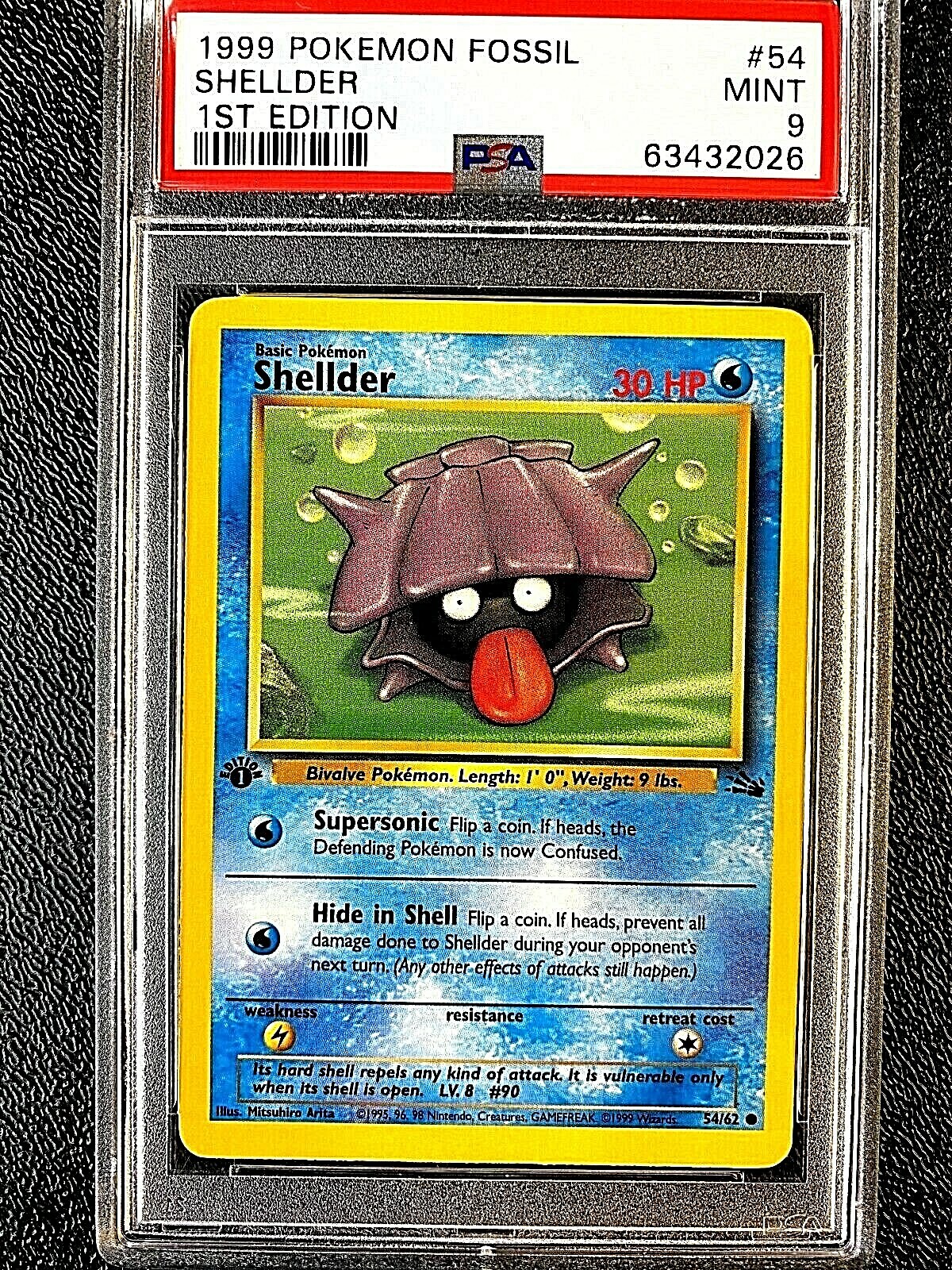 1999 POKEMON FOSSIL #54 SHELLDER PSA 9 MINT 1ST EDITION